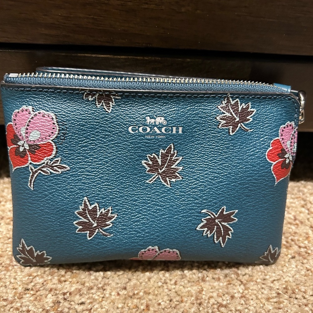 Floral Coach Wristlet Blue and Pink